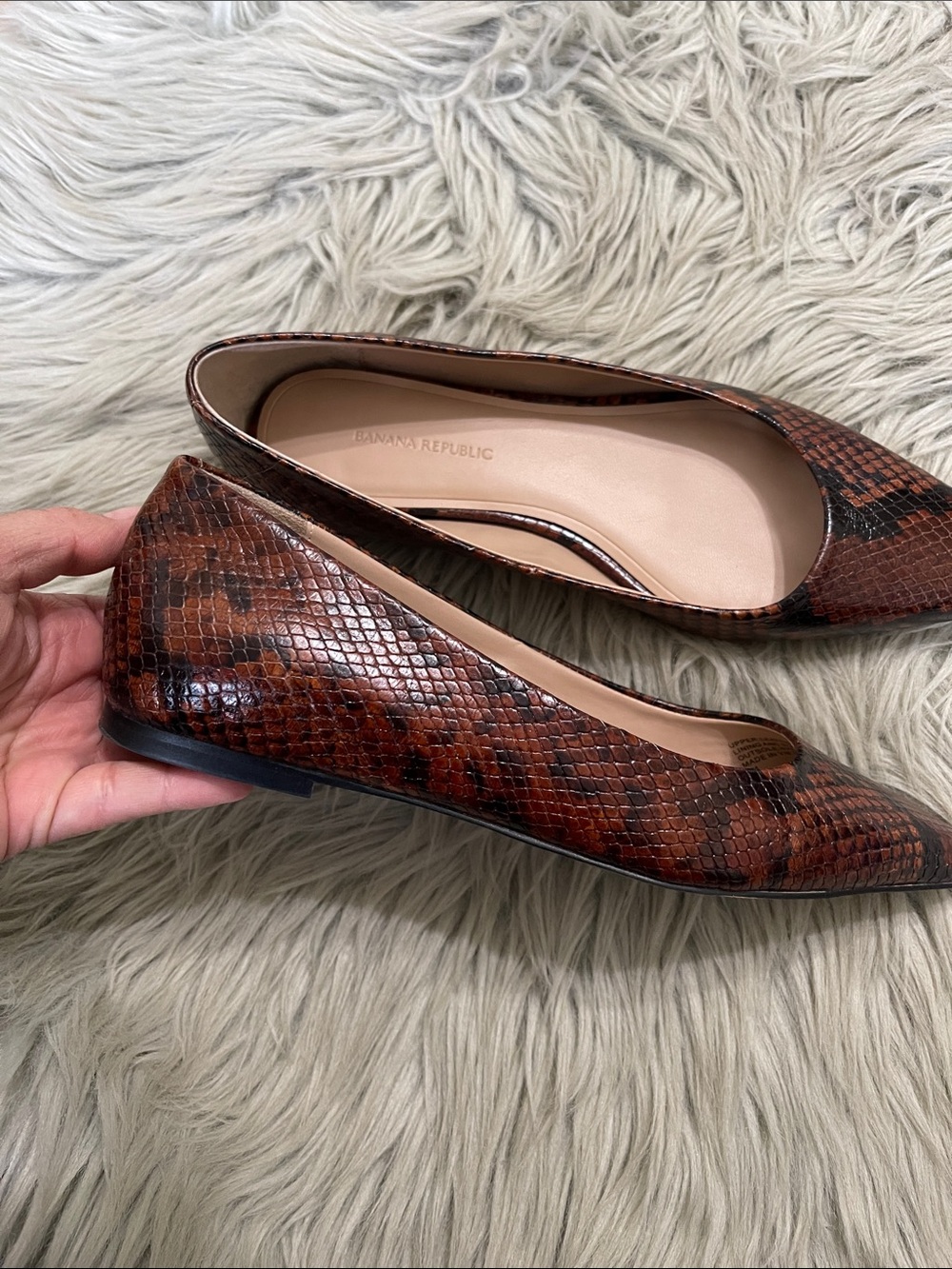 Banana Republic Brown Snake-Print Pointed Flats - Picture 4 of 6